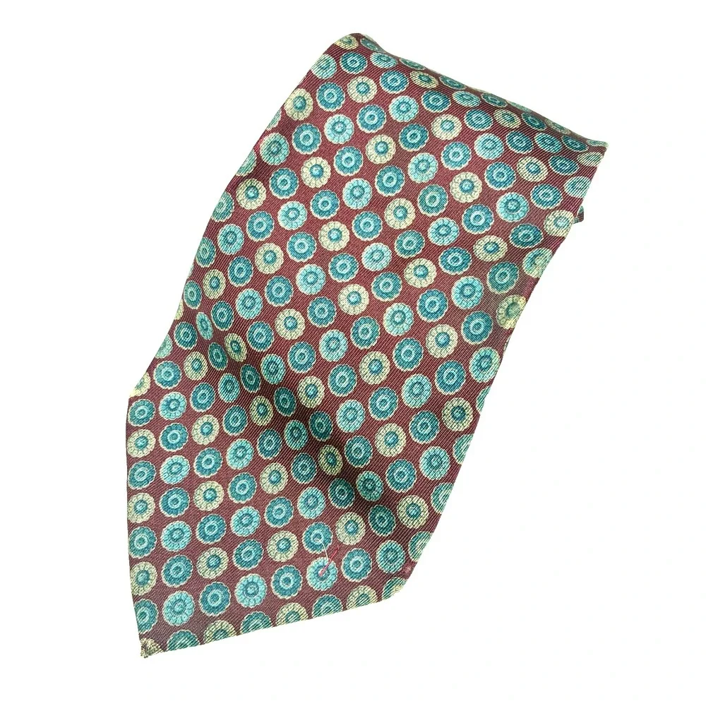 Paul Stuart Silk‎ Tie Geometric Red Maroon Burgundy Italy VTG Classic Ivy Trad